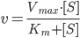 v = frac{V_{max} cdot [S]}{K_m + [S]}