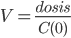 V=frac{dosis}{C(0)}