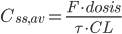 C_{ss,av} = frac{F cdot dosis}{tau cdot CL}